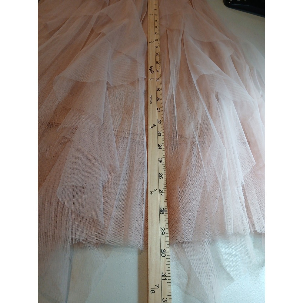 Blush Pink Tulle Tiered Ruffle Midi Skirt Balletcore Fairycore Pastel Ethereal - Picture 7 of 9